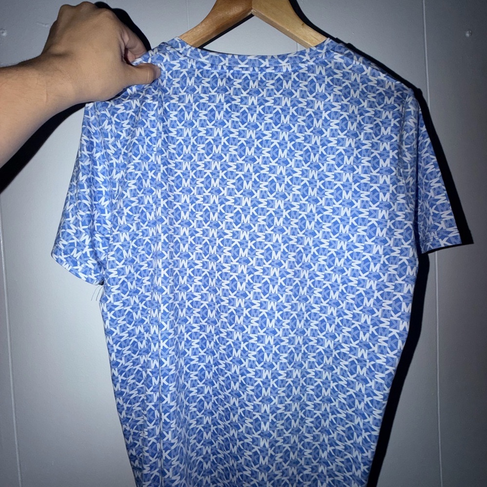 Michael Kors Blue and White Logo T-Shirt - Picture 3 of 5